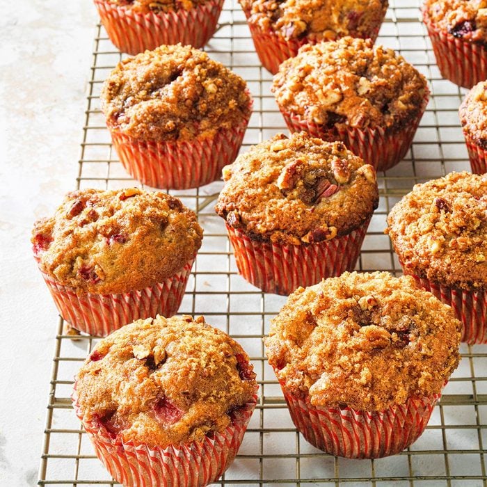 Nut-Topped Strawberry Rhubarb Muffins