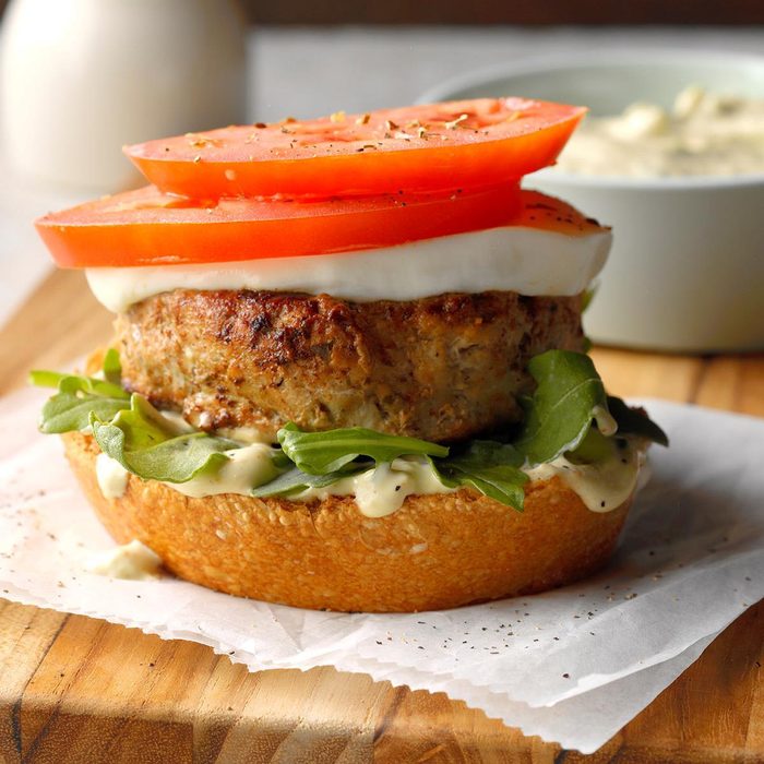 Open-Faced Chicken Avocado Burgers