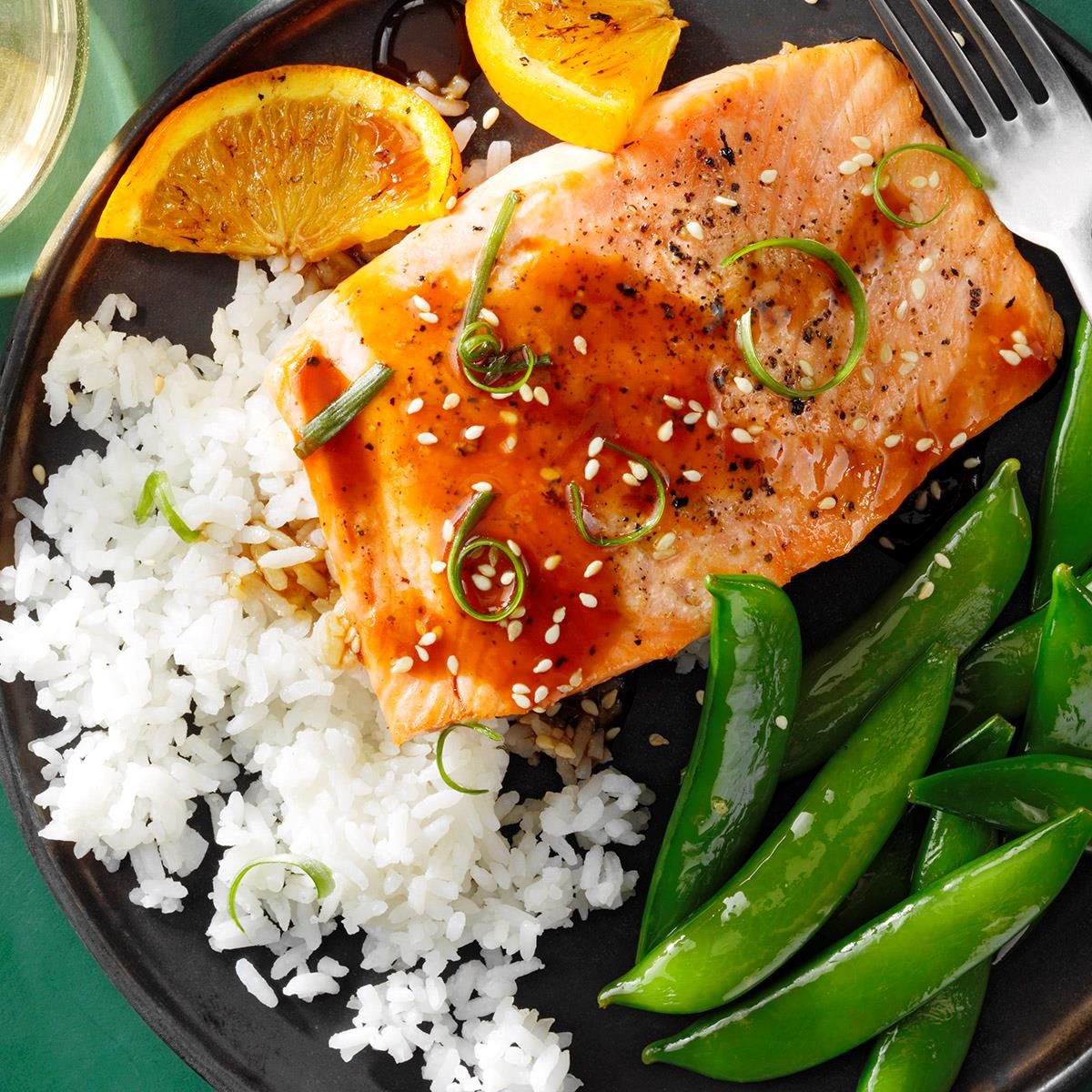 Orange Soy Salmon with Rice