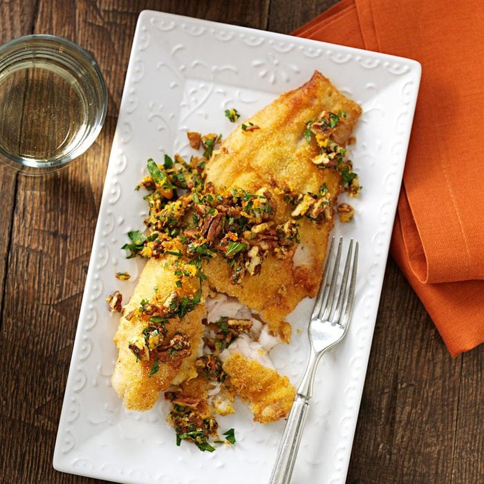 Pan-Fried Catfish with Spicy Pecan Gremolata