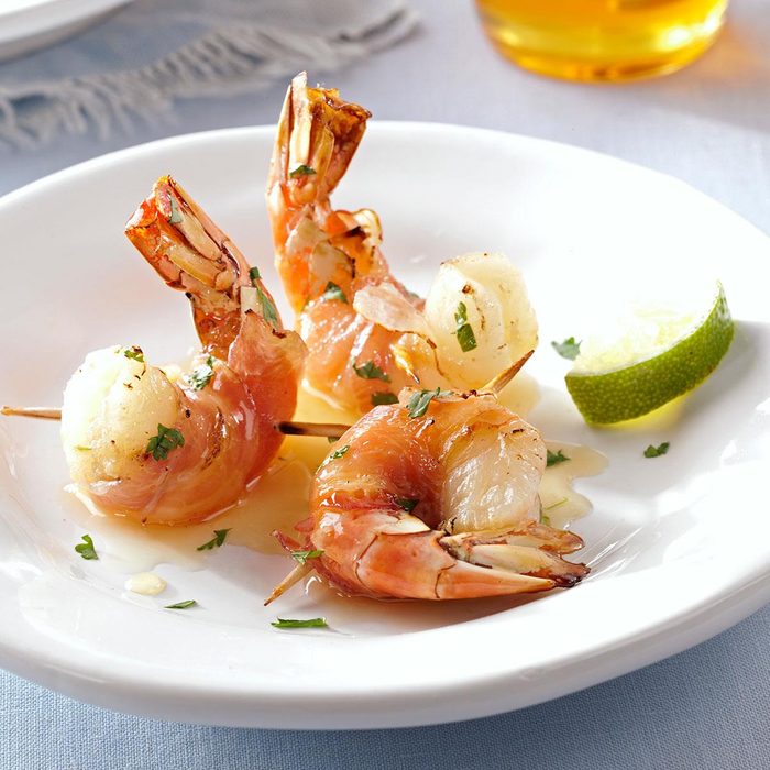 Pancetta-Wrapped Shrimp with Honey-Lime Glaze