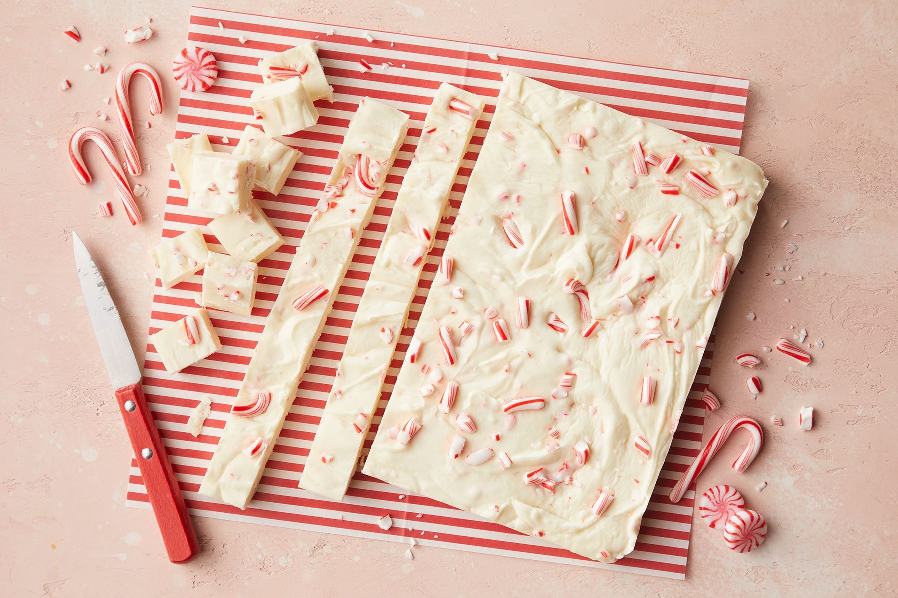 Peppermint Fudge on Pink Background