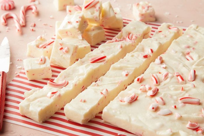 Peppermint Fudge with Knife