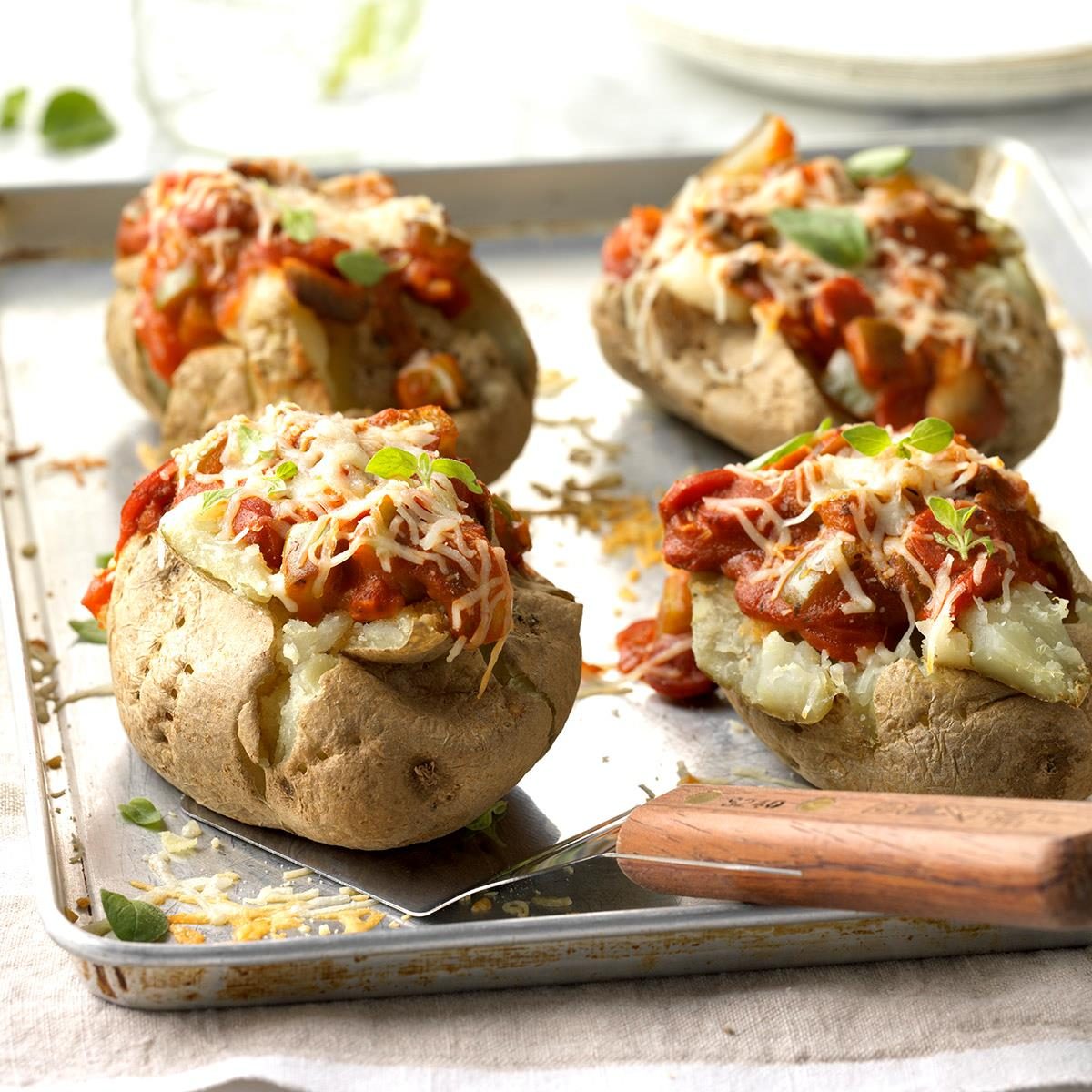 Pepperoni Pizza Baked Potatoes