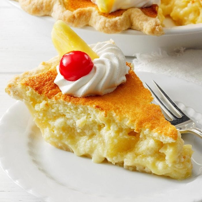 Lemon Sponge Pie with Pineapple