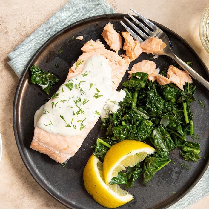 Poached Salmon with Dill Sauce