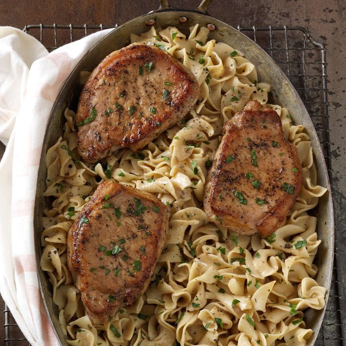 Pork Chops with Creamy Mustard Noodles