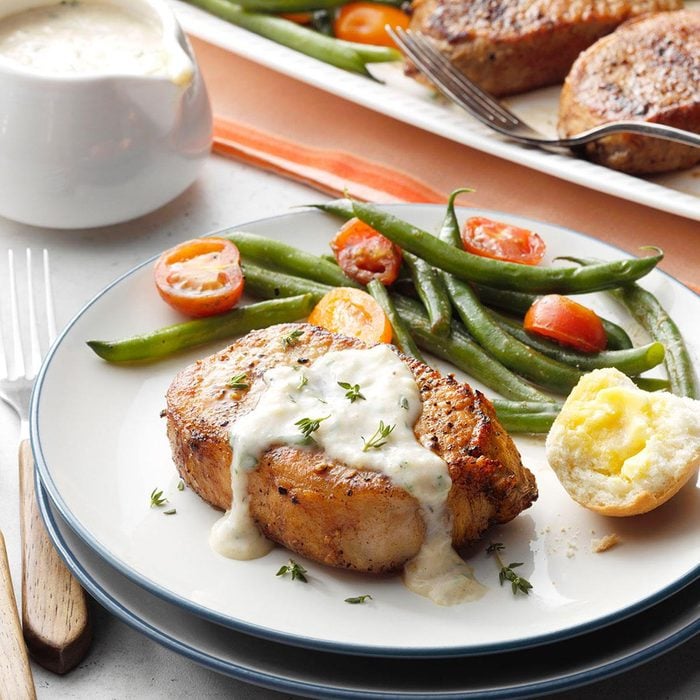 Pork Chops with Parmesan Sauce