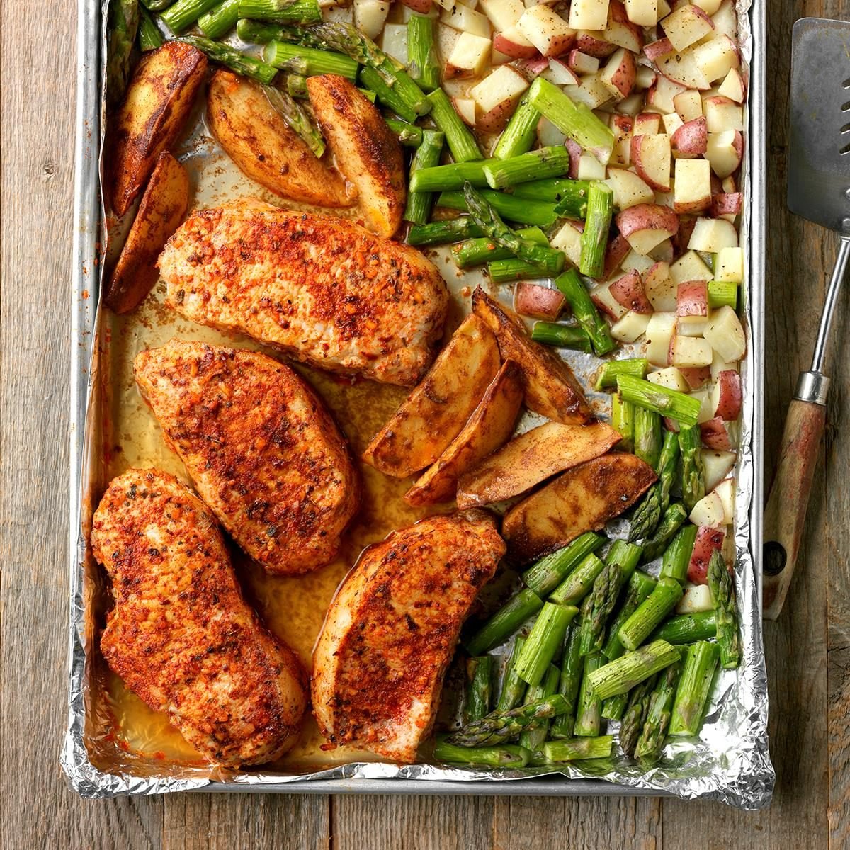 Pork and Asparagus Sheet-Pan Dinner