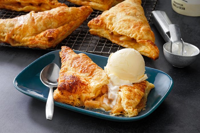 Puff Pastry Apple Turnovers Served in Plate with Ice Cream