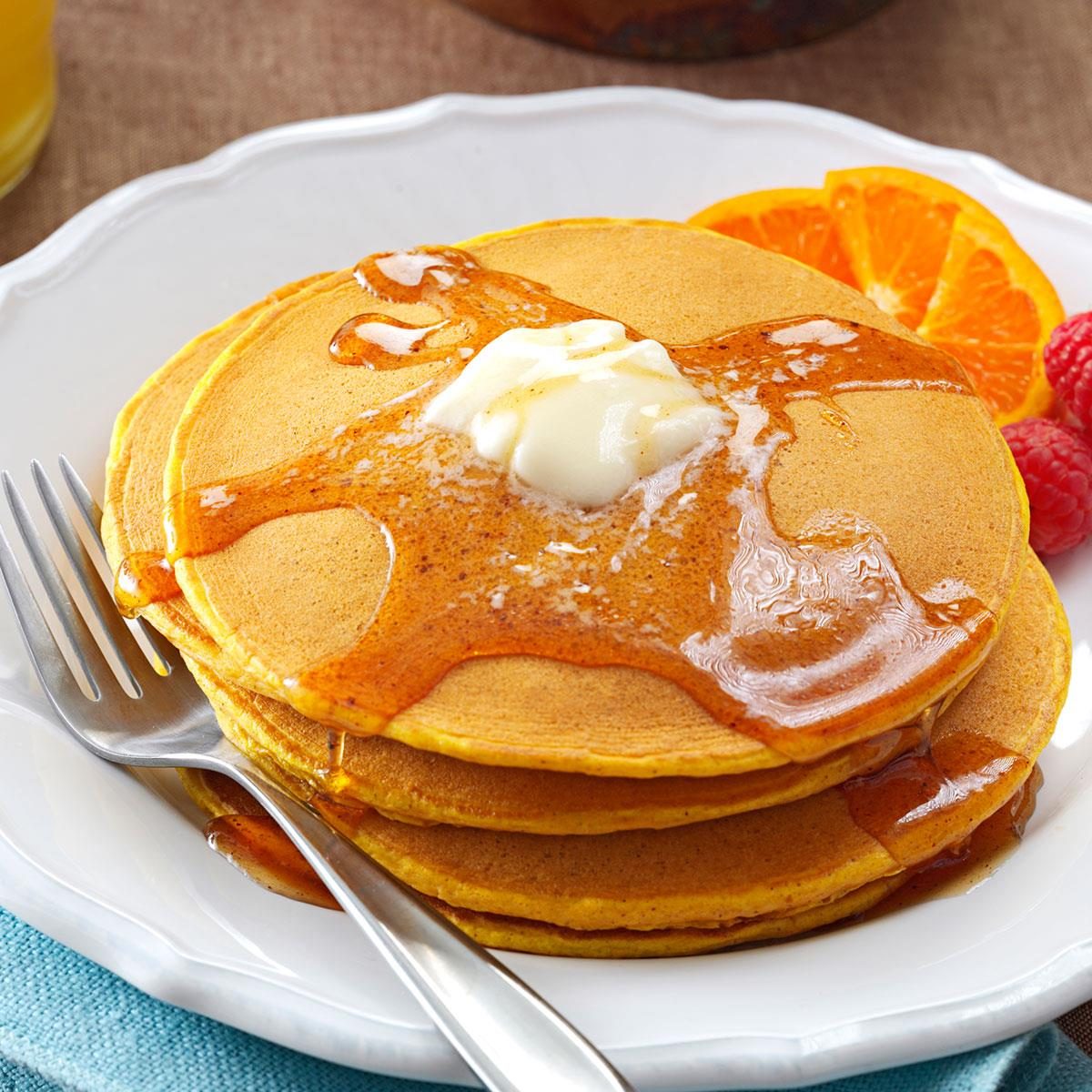 Pumpkin Pancakes With Sweet Apple Cider Syrup Recipe How To Make It