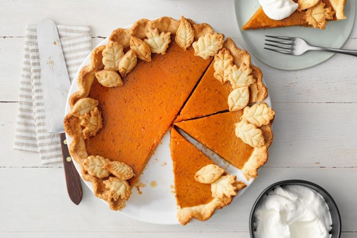 Pumpkin Pie With a Slice Cut Out