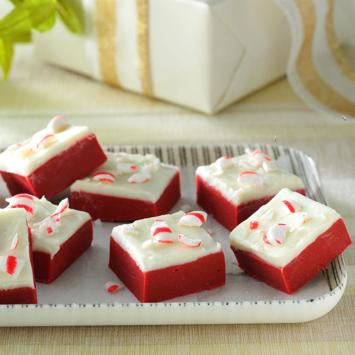 Red Velvet Candy Cane Fudge