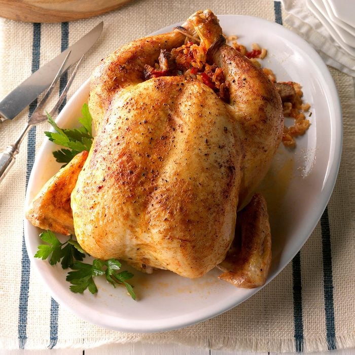 September: Roast Chicken with Creole Stuffing