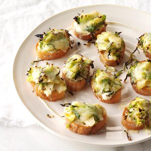 Roasted Brussels Sprouts & 3-Cheese Crostini