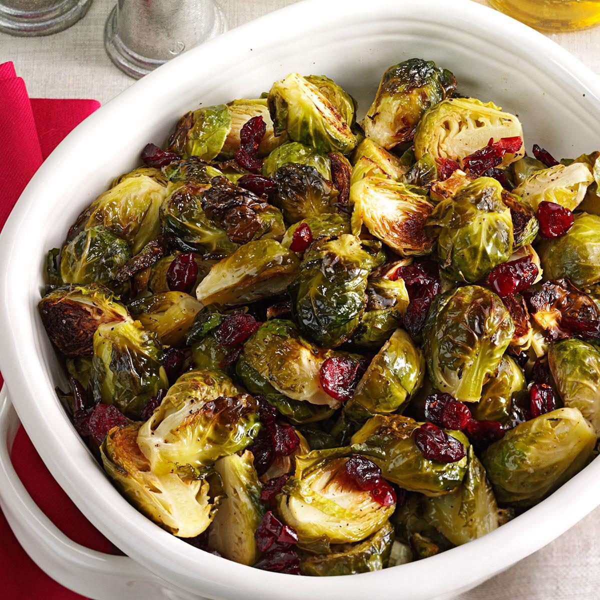 Vegan Roasted Brussels Sprouts with Cranberries