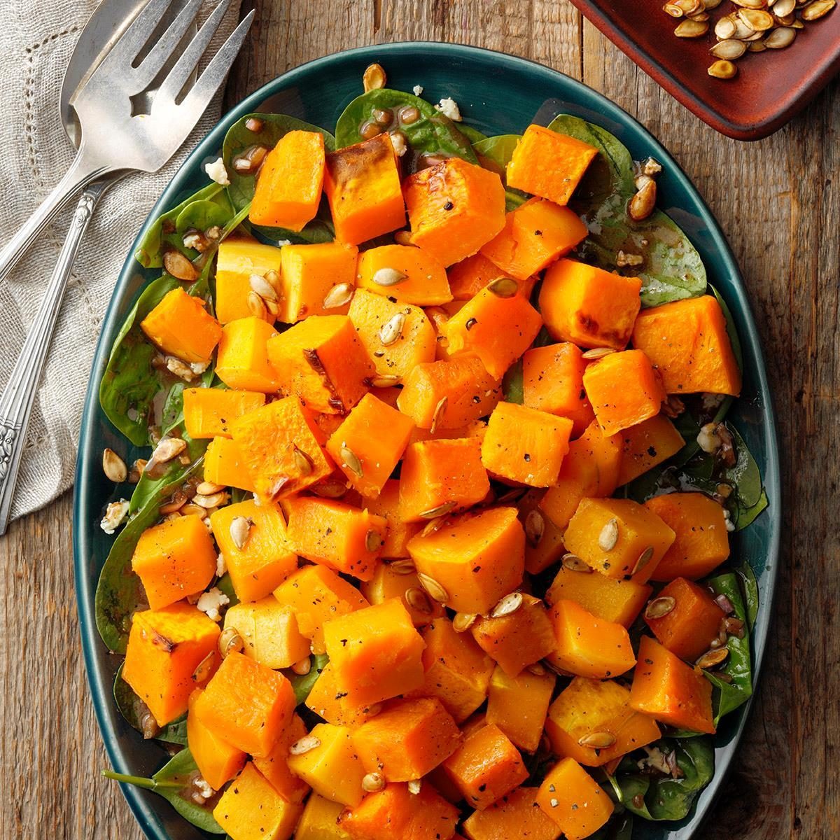 Roasted Butternut Squash Salad with Caramelized Pumpkin Seeds