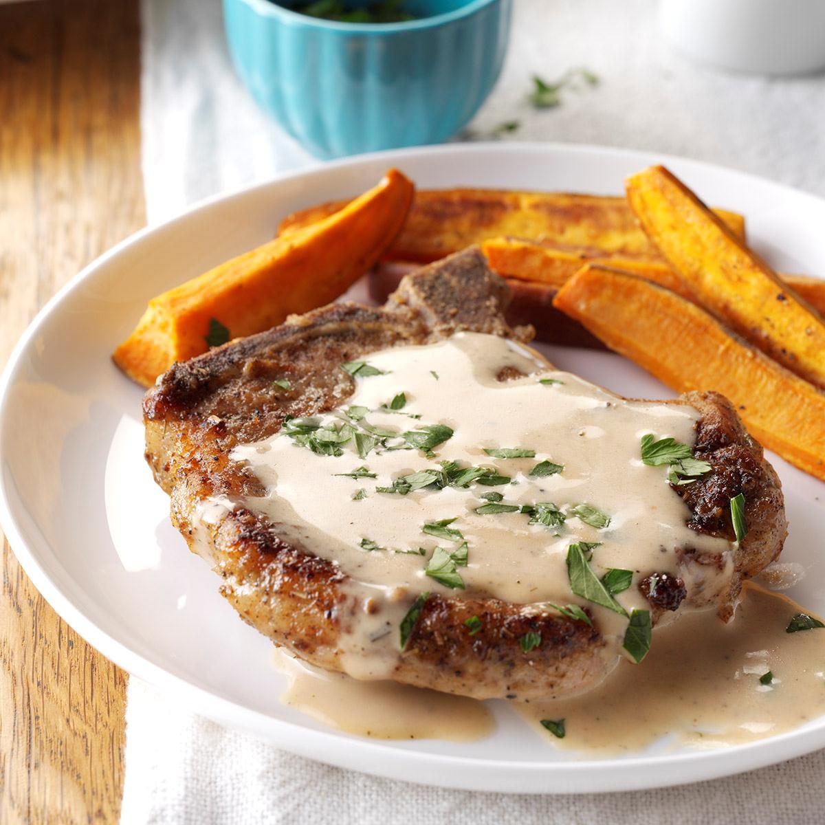 Sage Pork Chops with Cider Pan Gravy