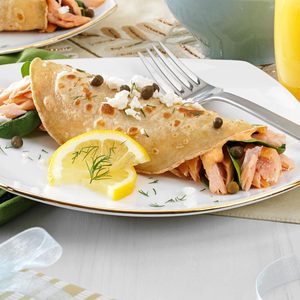 Salmon and Goat Cheese Crepes