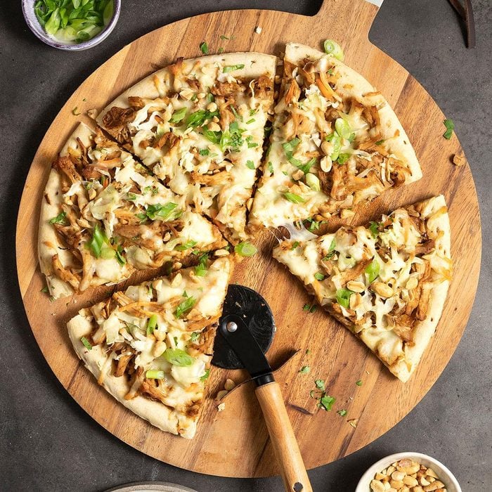 Saucy Thai Chicken Pizzas