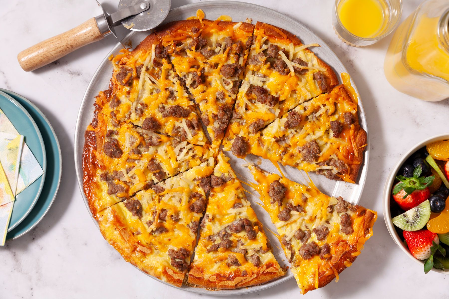 Sausage And Hashbrown Breakfast Pizza