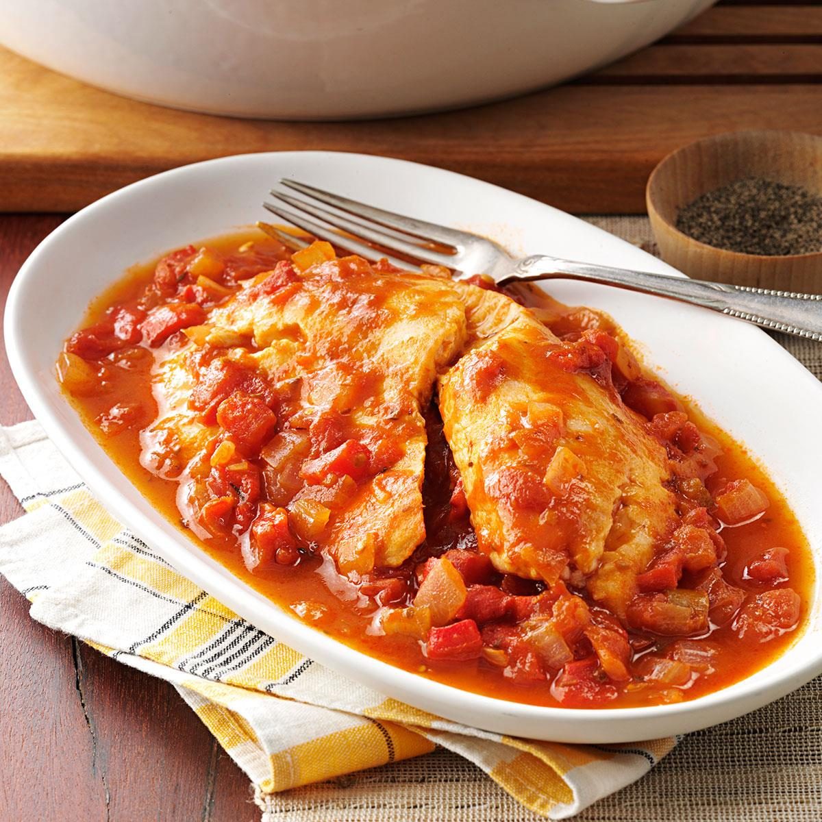 Savory Tomato-Braised Tilapia