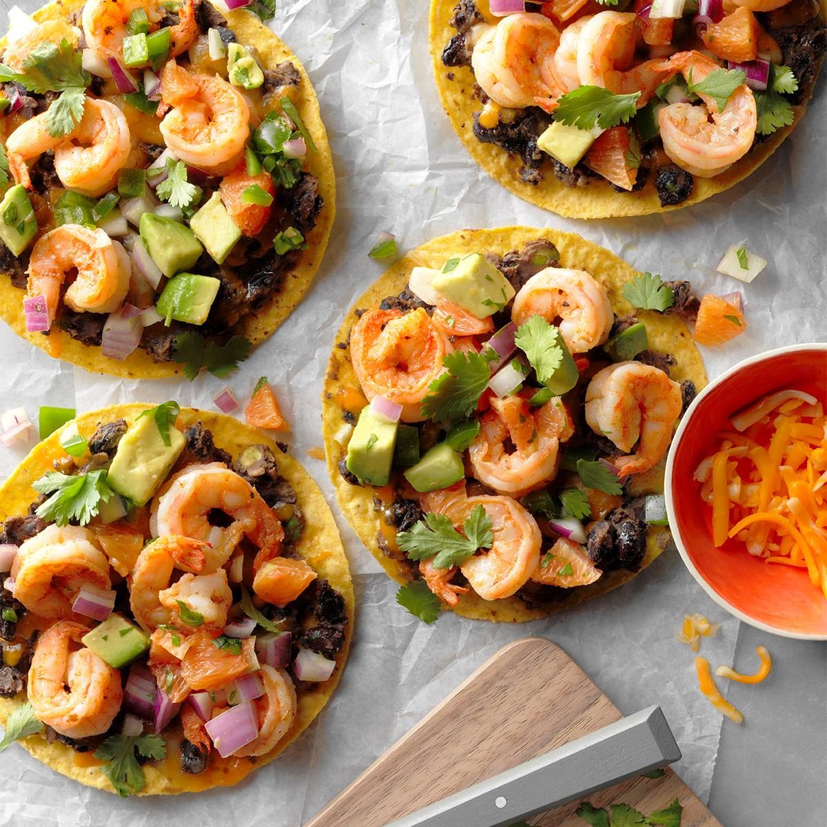 Shrimp Tostadas with Avocado Salsa Recipe: How to Make It | Taste of Home