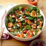 Shrimp and Spinach Salad with Hot Bacon Dressing
