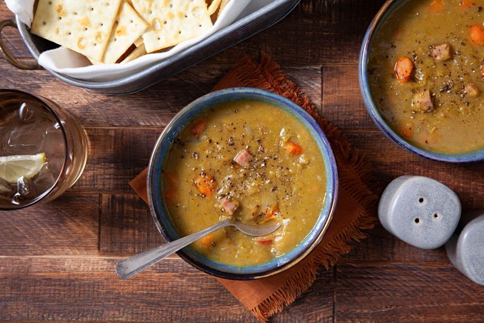 Slow Cooker Split Pea Soup served in bowls