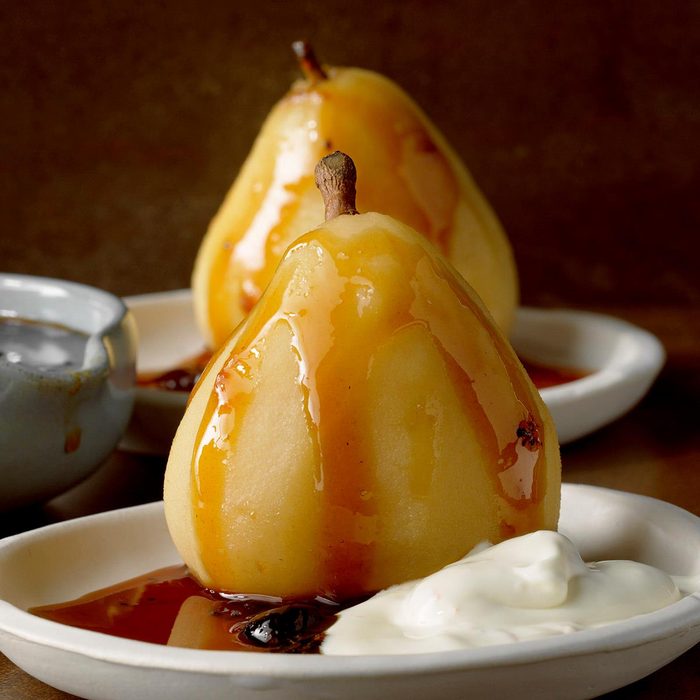 Spiced Tea Poached Pears