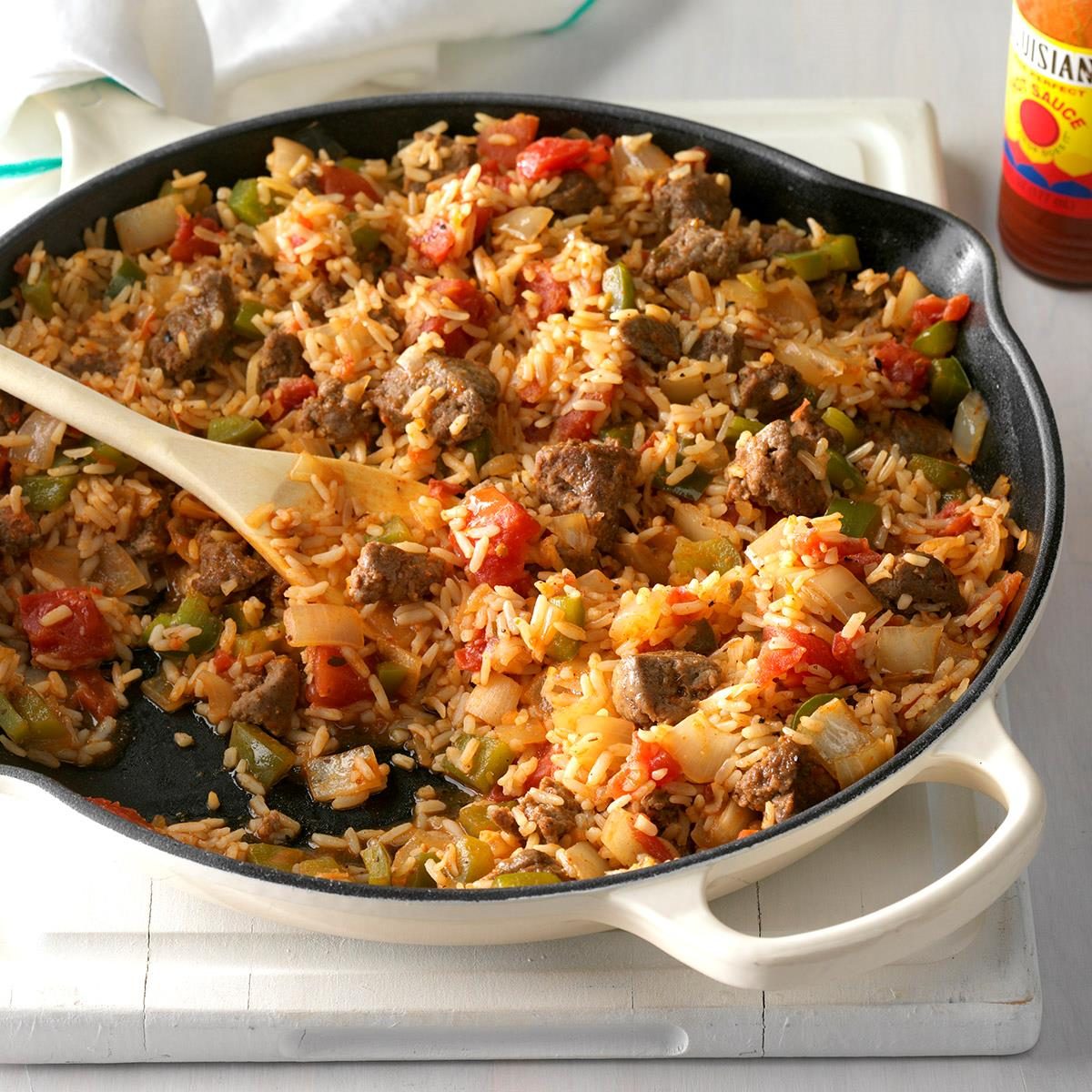 Spicy Cajun Sausage and Rice Skillet