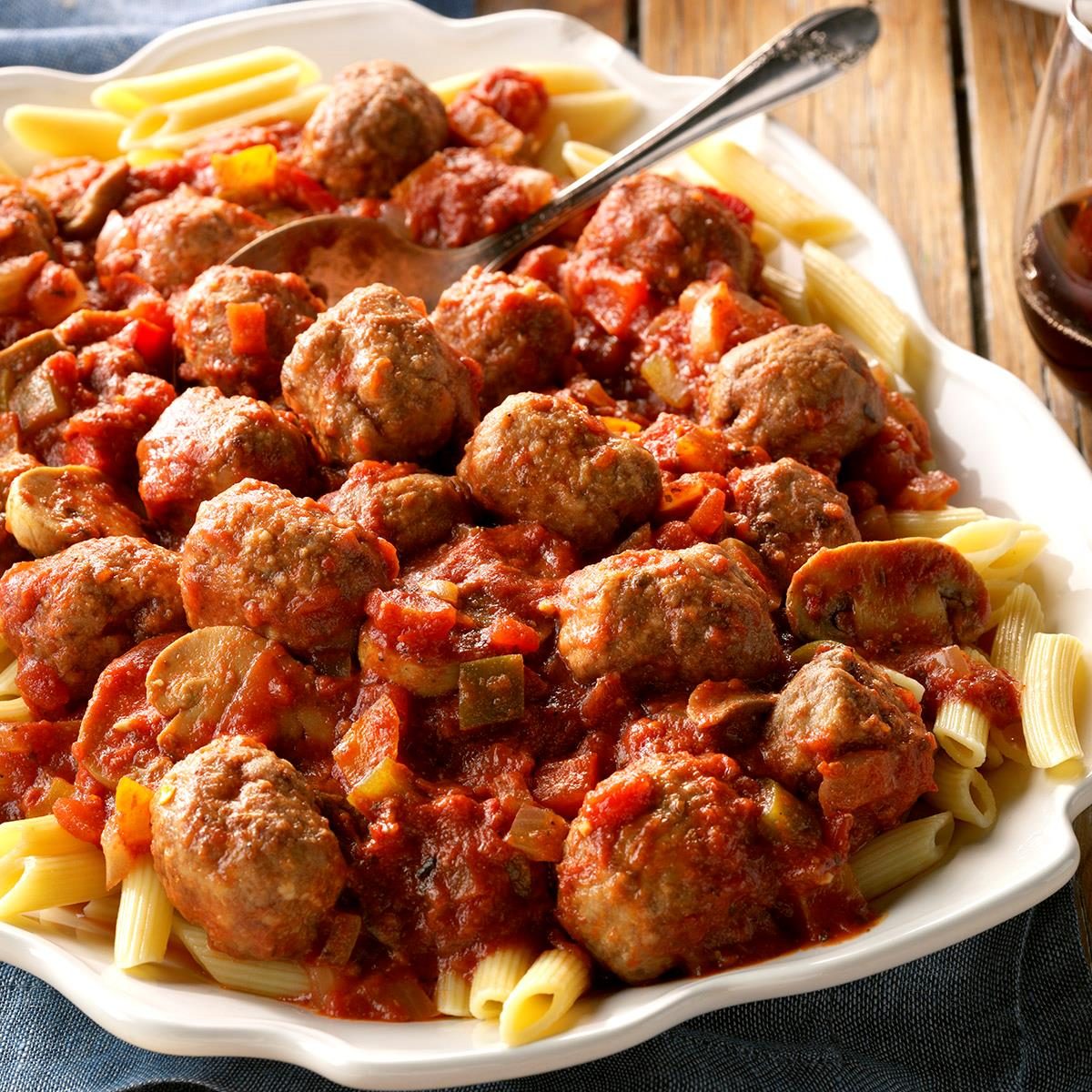 Spicy sausage meatball pasta dish