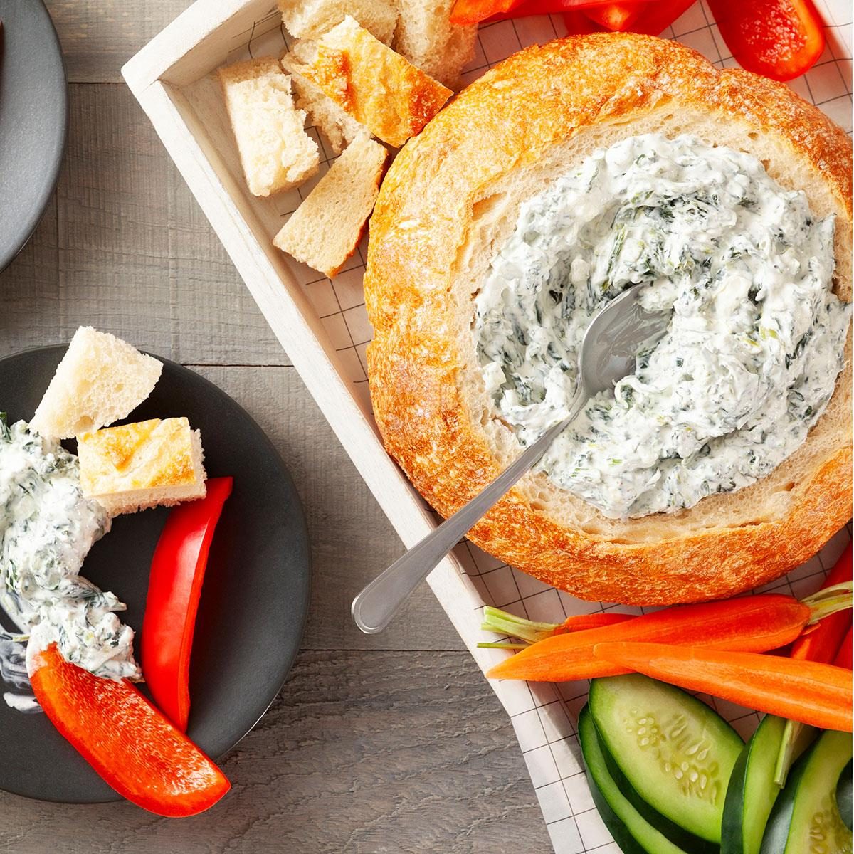 Spinach Dip in a Bread Bowl