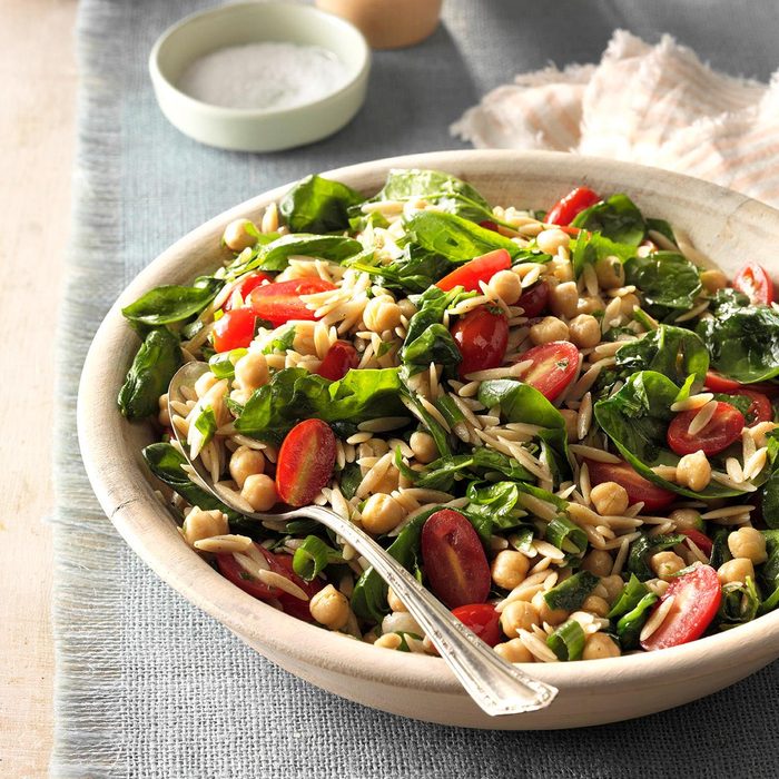 Spinach-Orzo Salad with Chickpeas