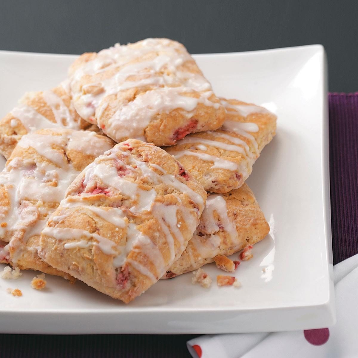 Strawberry Scones with Lemon Glaze