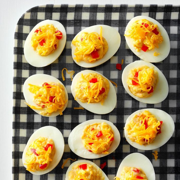 Sweet Onion Pimiento Cheese Deviled Eggs
