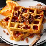 Sweet Potato Waffles with Nut Topping