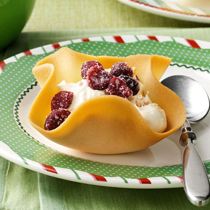 Tangerine Tuiles with Candied Cranberries