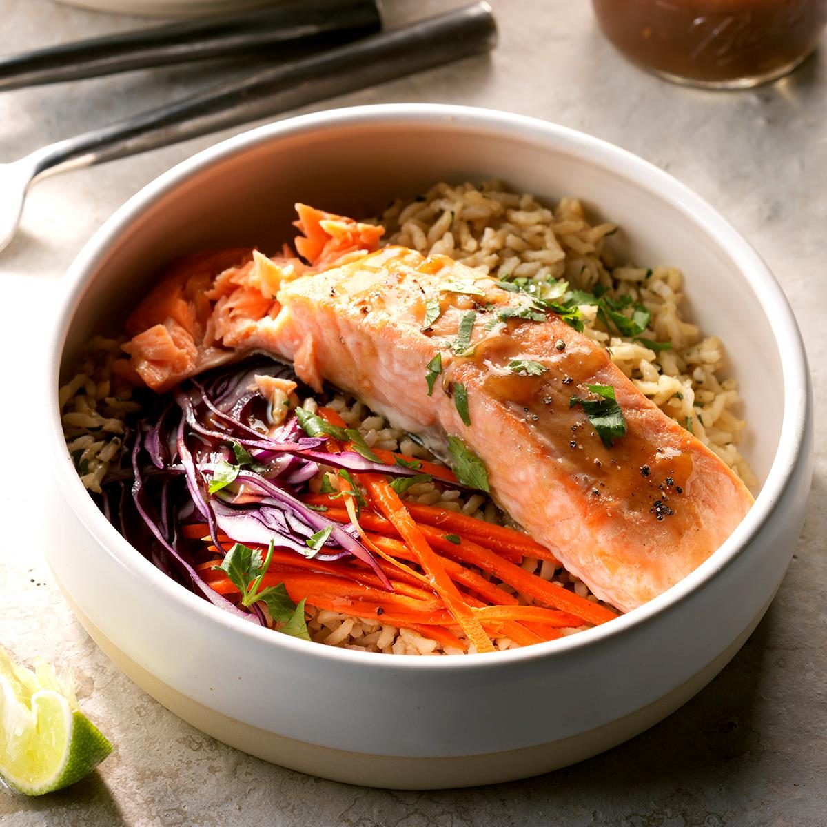 Thai Salmon Brown Rice Bowls