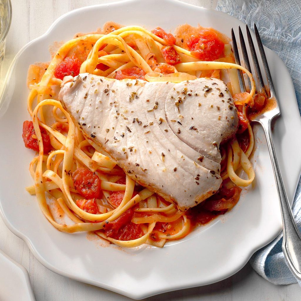 Tuna Steak on Fettuccine