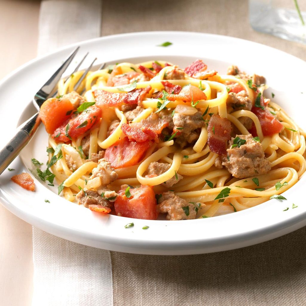 Turkey Linguine with Tomato Cream Sauce