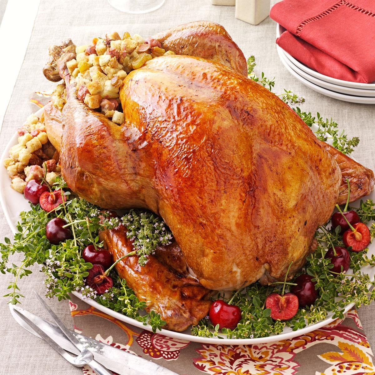 Turkey With Cherry Stuffing Recipe How To Make It Taste Of Home | Hot ...