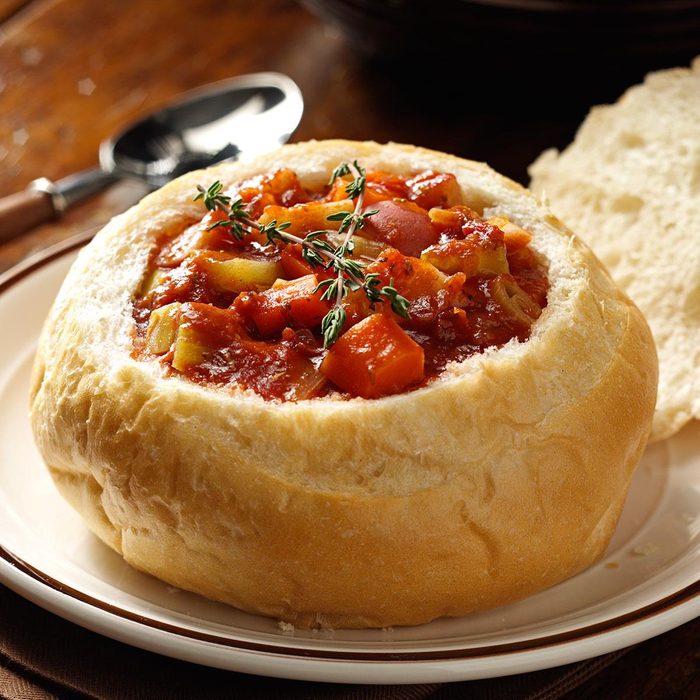 Vegetarian Stew in Bread Bowls