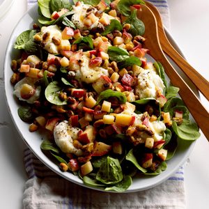 Warm Apple & Pistachio Spinach Salad