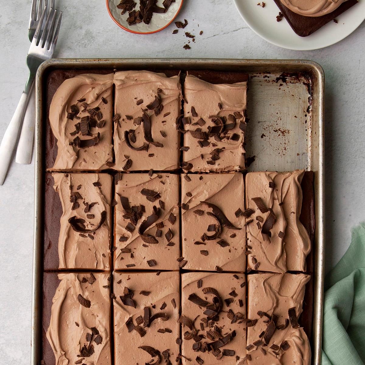 Chocolate Cake with Frosting in a Sheet Pan
