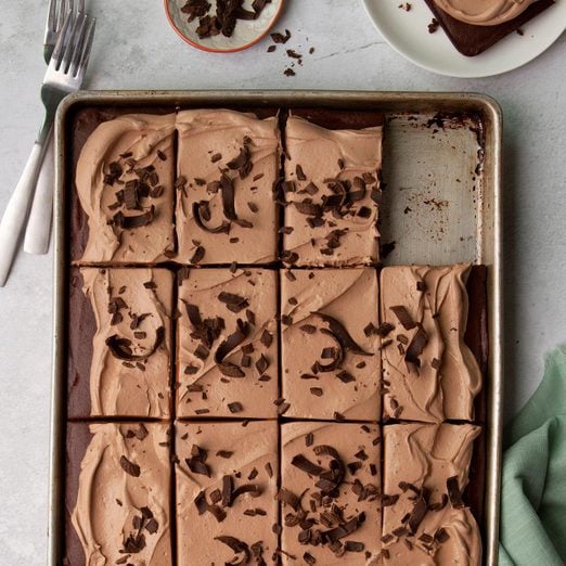 Chocolate Cake with Frosting in a Sheet Pan