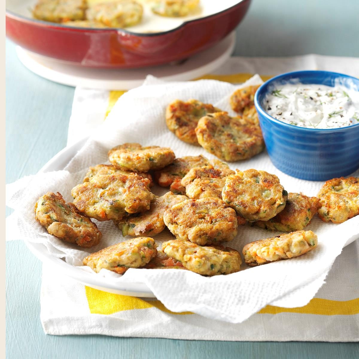 Zucchini Patties with Dill Dip