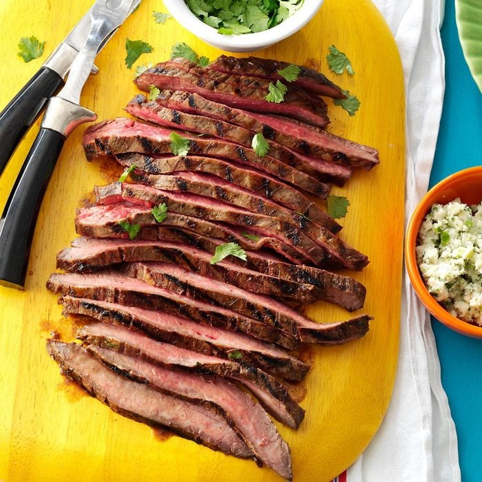 Flank Steak with Cilantro & Blue Cheese Butter