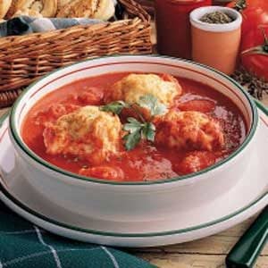 Tomato Soup With Herb Dumplings