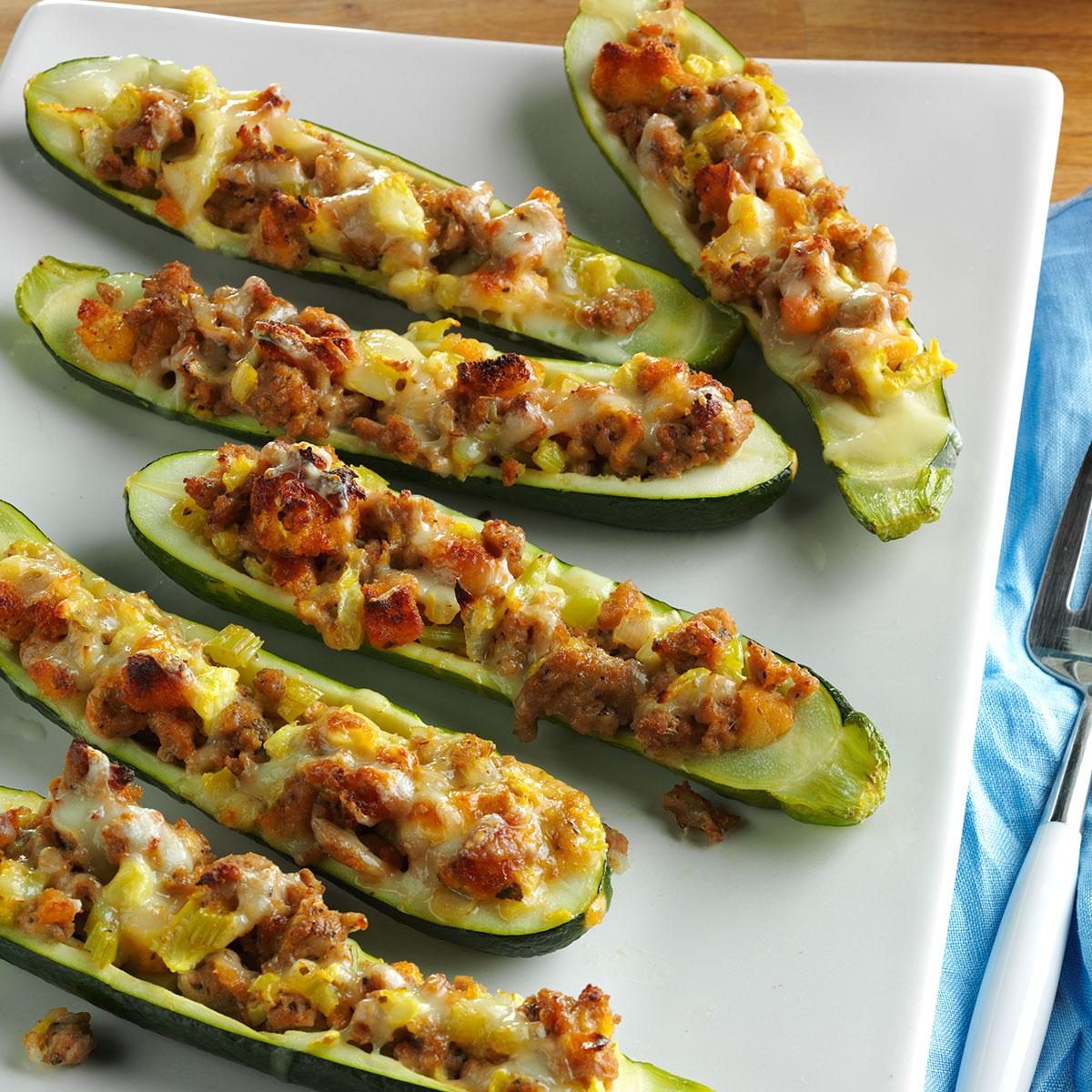 Turkey Sausage Zucchini Boats